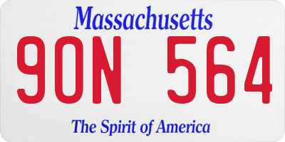 MA license plate 9ON564