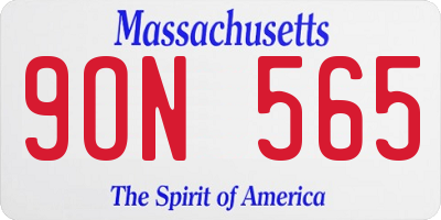 MA license plate 9ON565