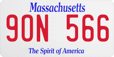 MA license plate 9ON566