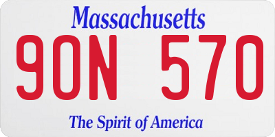 MA license plate 9ON570