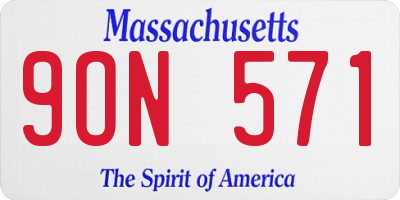 MA license plate 9ON571