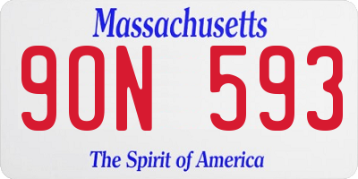 MA license plate 9ON593