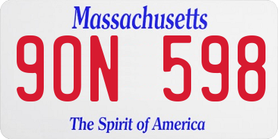 MA license plate 9ON598