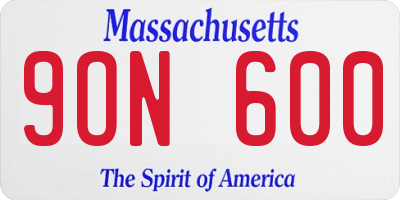 MA license plate 9ON600
