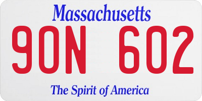 MA license plate 9ON602