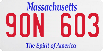 MA license plate 9ON603