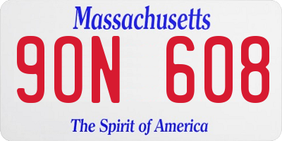 MA license plate 9ON608