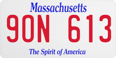 MA license plate 9ON613