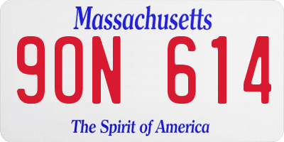 MA license plate 9ON614