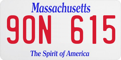 MA license plate 9ON615