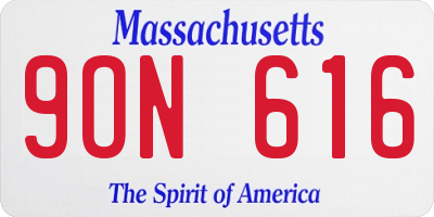 MA license plate 9ON616