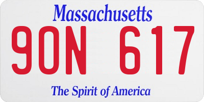 MA license plate 9ON617