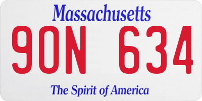 MA license plate 9ON634