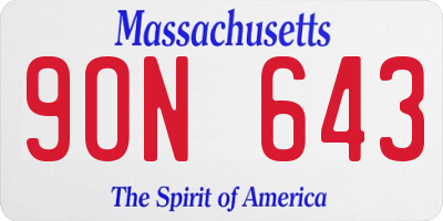 MA license plate 9ON643