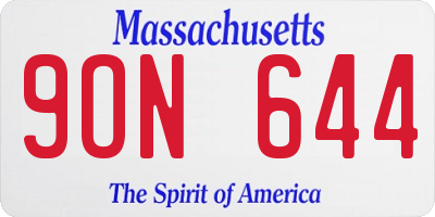 MA license plate 9ON644