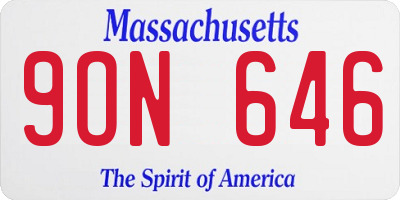 MA license plate 9ON646