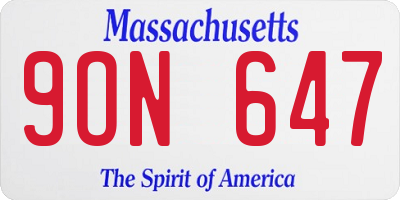MA license plate 9ON647