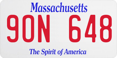 MA license plate 9ON648