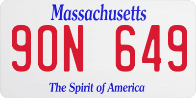 MA license plate 9ON649