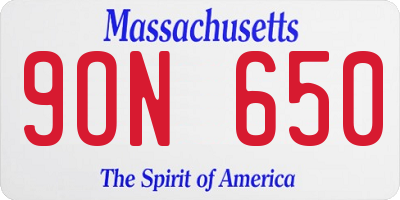MA license plate 9ON650