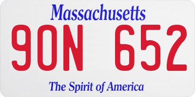 MA license plate 9ON652