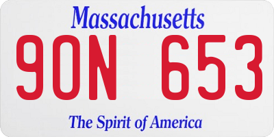 MA license plate 9ON653