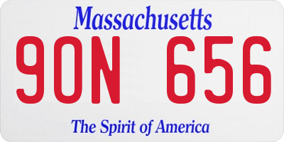 MA license plate 9ON656