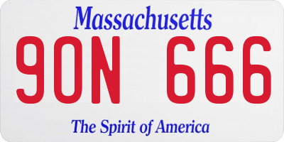 MA license plate 9ON666