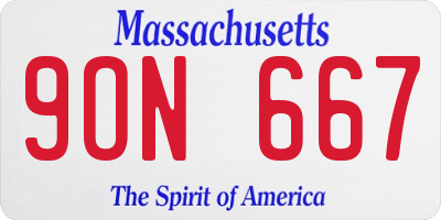 MA license plate 9ON667