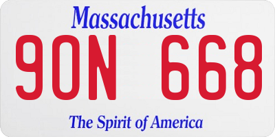 MA license plate 9ON668
