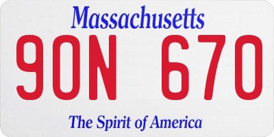 MA license plate 9ON670