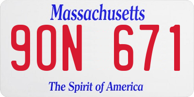 MA license plate 9ON671