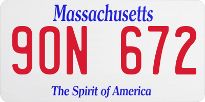 MA license plate 9ON672