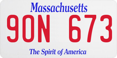 MA license plate 9ON673