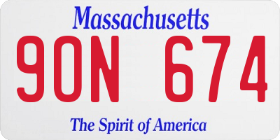 MA license plate 9ON674