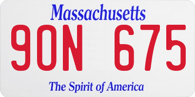 MA license plate 9ON675