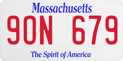 MA license plate 9ON679