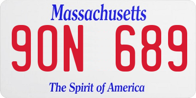 MA license plate 9ON689