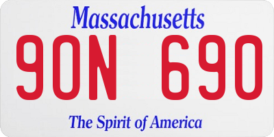 MA license plate 9ON690