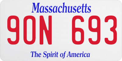 MA license plate 9ON693