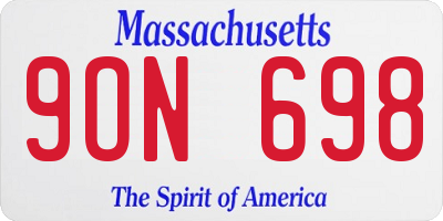 MA license plate 9ON698