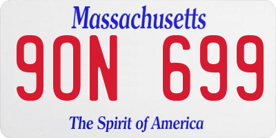 MA license plate 9ON699