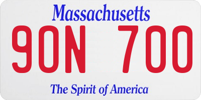 MA license plate 9ON700