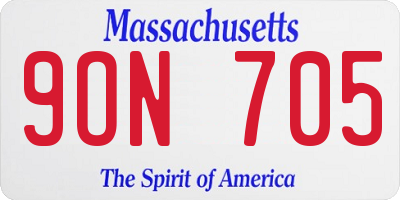 MA license plate 9ON705