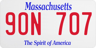MA license plate 9ON707