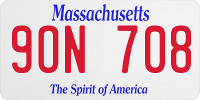 MA license plate 9ON708