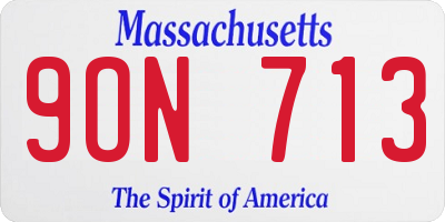 MA license plate 9ON713