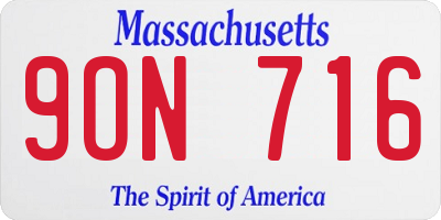 MA license plate 9ON716