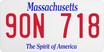 MA license plate 9ON718