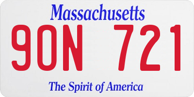 MA license plate 9ON721